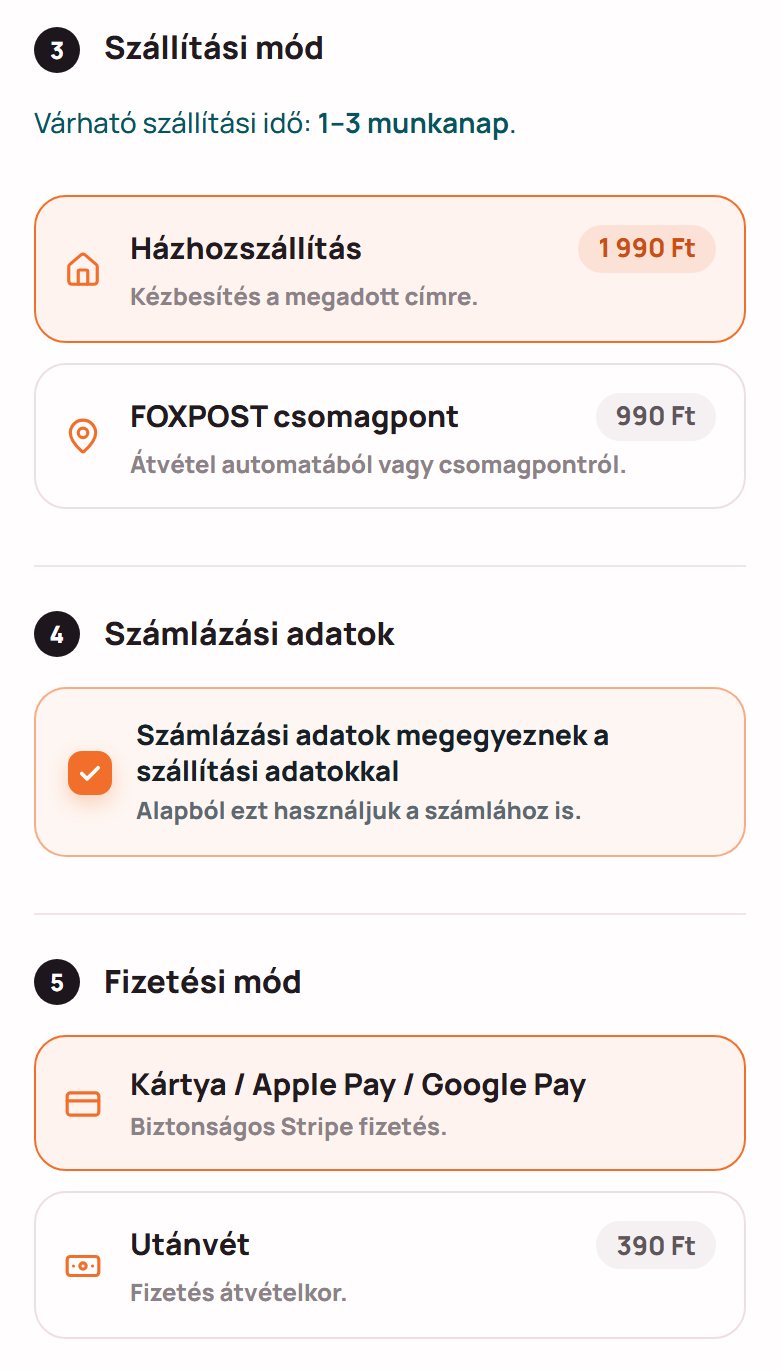 A Touchpaw pénztár oldala